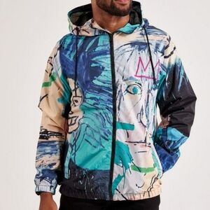 Jean-Michel Basquiat Members Only New Front Zip Hooded Windbreaker Size Medium